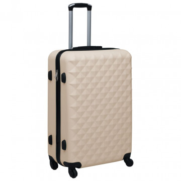 Set de valize cu carcasă rigidă, 3 piese, auriu, ABS - Img 3