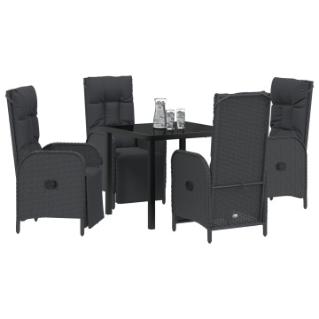 Set dining grădină 5 piese cu perne Negru Poliratan - Img 3
