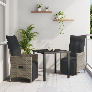 Set dining grădină cu perne Gri Poliratan - Img 1