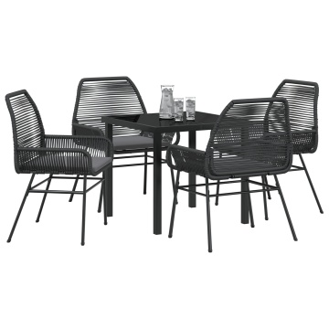 Set Dinning Grădină 5 piese cu Perne Negru Ratan Polimer - Img 3