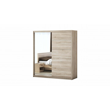 Set dormitor Beta, sonoma / alb, dulap 183 cm, pat 140×200 cm, 2 noptiere, comoda - Img 3