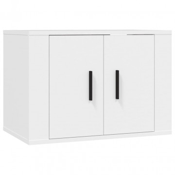 Set dulap TV, 2 piese, alb, lemn prelucrat - Img 4