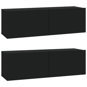 Set dulap TV, 6 piese, negru, lemn prelucrat - Img 3