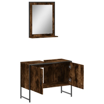 Set dulapuri de baie, 2 piese, stejar afumat, lemn prelucrat - Img 8