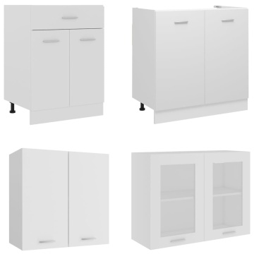 Set dulapuri de bucătărie, 4 piese, alb, lemn prelucrat - Img 4