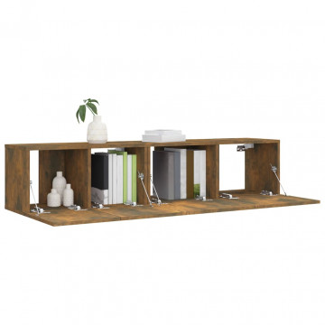 Set dulapuri TV, 2 piese, stejar fumuriu, lemn prelucrat - Img 3