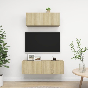 Set dulapuri TV, 2 piese, stejar sonoma, lemn prelucrat - Img 1