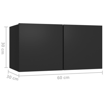 Set dulapuri TV, 4 piese, negru, lemn prelucrat - Img 7