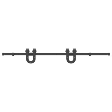 Set feronerie pentru ușă glisantă, negru, 183 cm, oțel - Img 2
