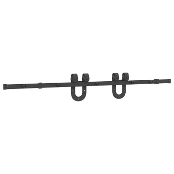 Set feronerie pentru ușă glisantă, negru, 183 cm, oțel - Img 6