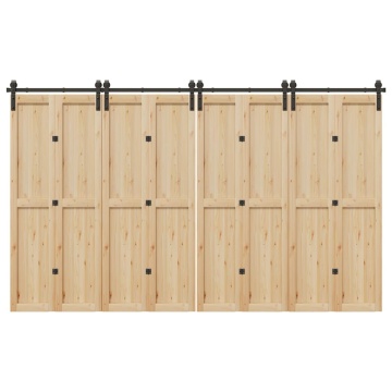 Set feronerie pentru ușă glisantă, negru, 183 cm, oțel - Img 1