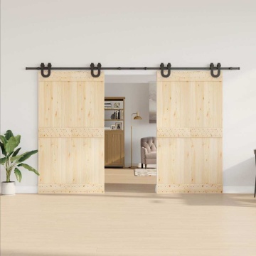 Set feronerie pentru ușă glisantă, negru, 183 cm, oțel - Img 3