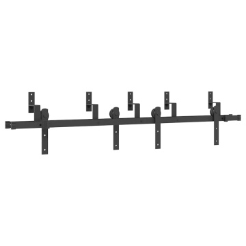 Set feronerie pentru ușă glisantă, negru, 183 cm, oțel - Img 2
