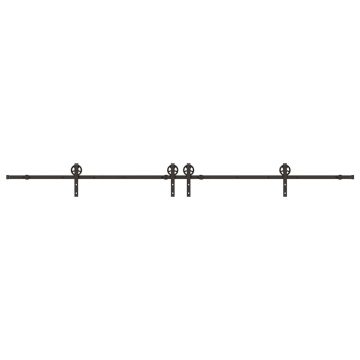 Set feronerie pentru ușă glisantă, negru, 183 cm, oțel - Img 8