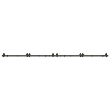 Set feronerie pentru ușă glisantă, negru, 183 cm, oțel - Img 8