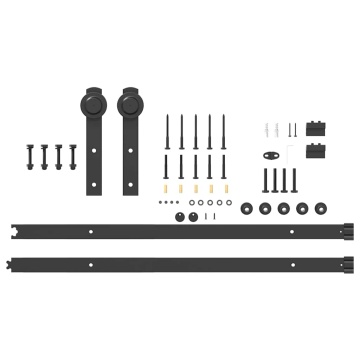 Set feronerie pentru uși glisante, negru, 200 cm, oțel - Img 8