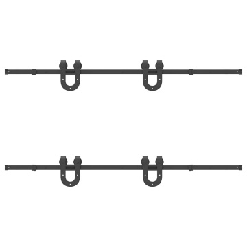 Set feronerie pentru uși glisante, negru, 200 cm, oțel - Img 5