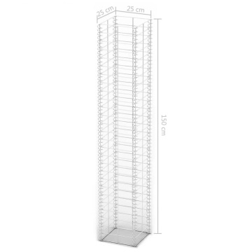 Set gabioane, 3 buc, sârmă galvanizată, 25 x 25 x 150 cm - Img 4