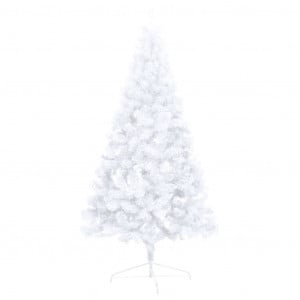 Set jumătate brad Crăciun artificial LEDuri&globuri, alb 120 cm - Img 8