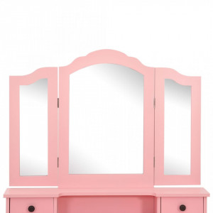 Set masă de toaletă cu taburet roz 80x69x141 cm lemn paulownia - Img 7