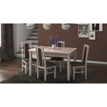 Set masa extensibila 120x150cm cu 4 scaune tapitate, mb-13 max5 si s-37 boss7 s6, sonoma, lemn masiv de fag, stofa - Img 1