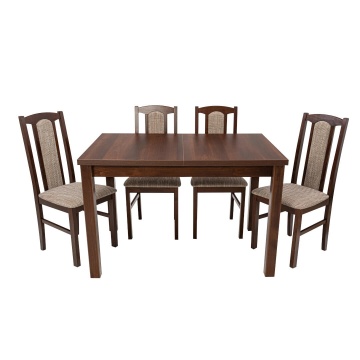 Set masa extensibila 120x150cm cu 4 scaune tapitate, mb-13 max5 si s-37 boss7 o2, nuc, lemn masiv, stofa - Img 3