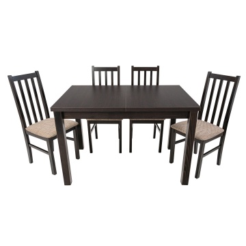 Set masa extensibila 120x150cm cu 4 scaune tapitate, mb-13 max5 si s-38 boss10 w2, wenge, lemn masiv, stofa - Img 2