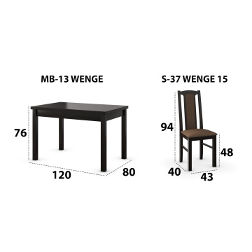 Set masa extensibila 120x150cm cu 6 scaune tapitate, mb-13 max5 si s-37 boss7 w15, wenge, lemn masiv, stofa - Img 7