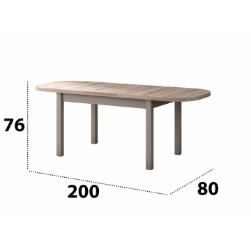 Set masa extensibila 160x200cm cu 4 scaune tapitate, mb-12 venus1 si s-37 boss7 s6, sonoma, lemn masiv de fag, stofa - Img 3