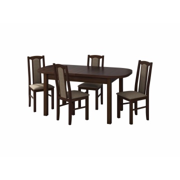 Set masa extensibila 160x200cm cu 4 scaune tapitate, mb-12 venus1 si s-37 boss7 o27a, nuc, lemn masiv de fag, stofa - Img 2