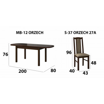 Set masa extensibila 160x200cm cu 6 scaune tapitate, mb-12 venus1 si s-37 boss7 o27a, nuc, lemn masiv de fag, stofa - Img 6