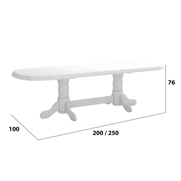 Set masa extensibila jork 200x250 cm, lemn masiv alb, cu 10 scaune tapitate stofa maro, s-37 B25B - Img 2
