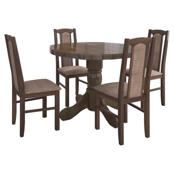 Set masa extensibila Kan 100x135 cm, lemn masiv, culoare nuc, blat din mdf cu 4 scaune tapitate S-37 Boss7 o2, stofa - Img 2