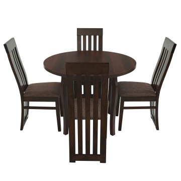 Set masa fixa 100 cm cu 4 scaune tapitate, mb-12 poli3 si s-104 sb, nuc, lemn masiv, stofa - Img 4