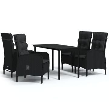 Set masă pentru grădină, 5 piese, cu perne, negru - Img 2