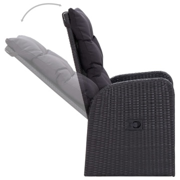 Set masă pentru grădină, 5 piese, cu perne, negru - Img 6