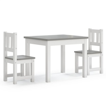 Set masă&scaun pentru copii, 3 piese, alb și gri, MDF - Img 2