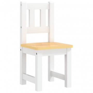 Set masă&scaune pentru copii, 3 piese, alb și bej, MDF - Img 4