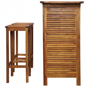 Set masă și scaune de bar, 3 buc., lemn masiv de salcâm - Img 3