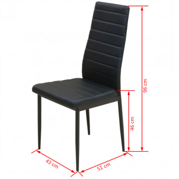 Set masă și scaune de bucătărie, negru, 3 piese - Img 7