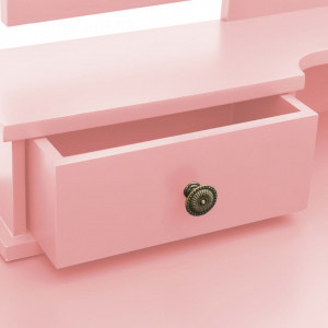 Set masă toaletă cu taburet roz 100x40x146 cm lemn paulownia - Img 2