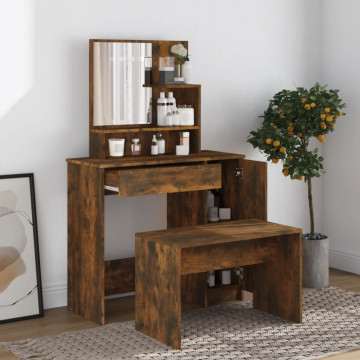 Set măsuță de toaletă, stejar afumat, 86,5x35x136 cm - Img 1