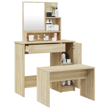 Set măsuță de toaletă, stejar sonoma, 86,5x35x136 cm - Img 4