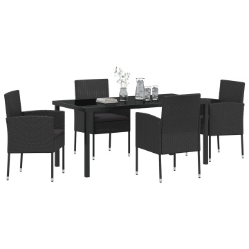 Set Mese Grădină cu Perne Negre din Rattan Polimer - Img 3