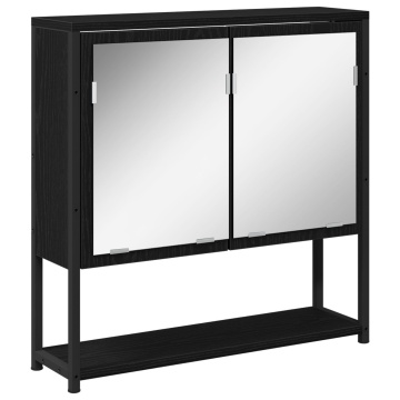 Set Mobiler Baie 3 Piese Negru de Stejar Lemn Prelucrat - Img 4