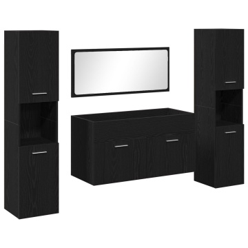 Set mobilier baie 4 piese din lemn prelucrat negru - Img 2