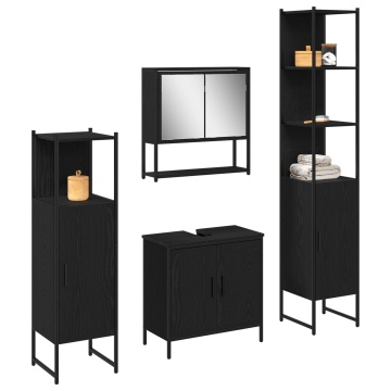 Set Mobilier Baie 4 Piese Stejar Negru Lemn Ingineresc - Img 3