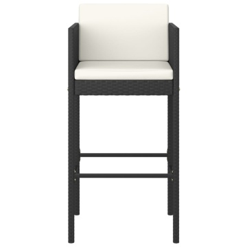 Set mobilier bar de grădină cu perne, 3 piese, negru, poliratan - Img 4