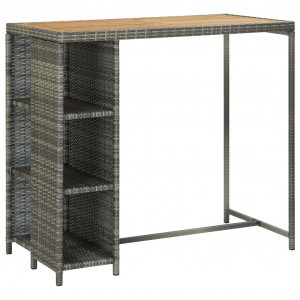 Set mobilier bar de grădină cu perne, 5 piese, gri, poliratan - Img 3