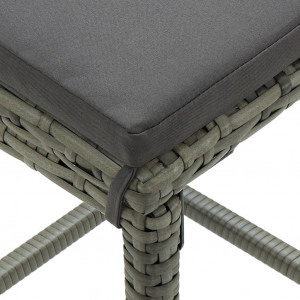 Set mobilier bar de grădină cu perne, 5 piese, gri, poliratan - Img 5